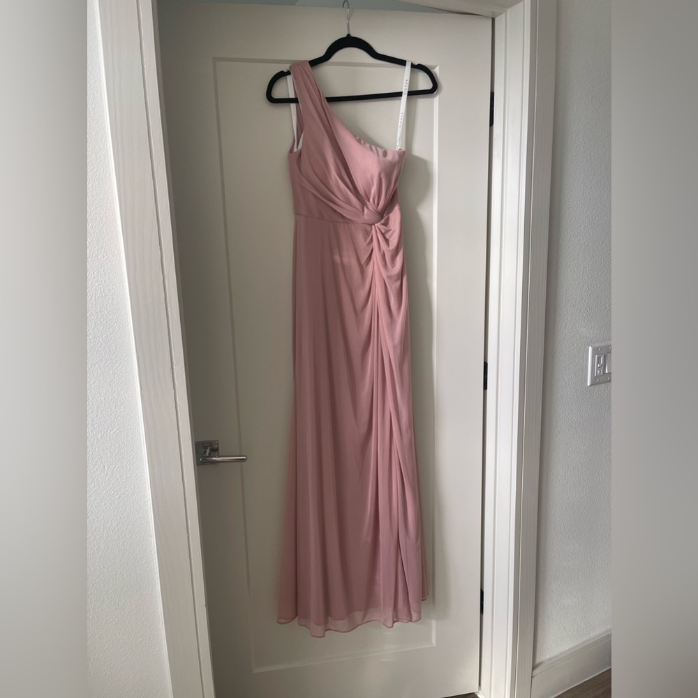 A-Line One Shoulder Mesh Floor-Length Dress